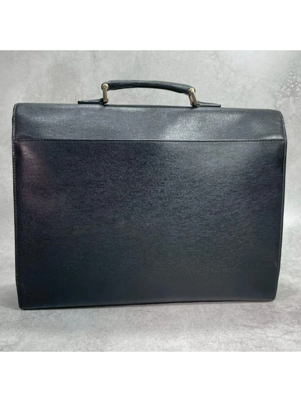 Gucci Handbag Briefcase Black Gold Leather